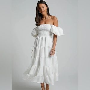 Showpo White Puff Sleeve Dress